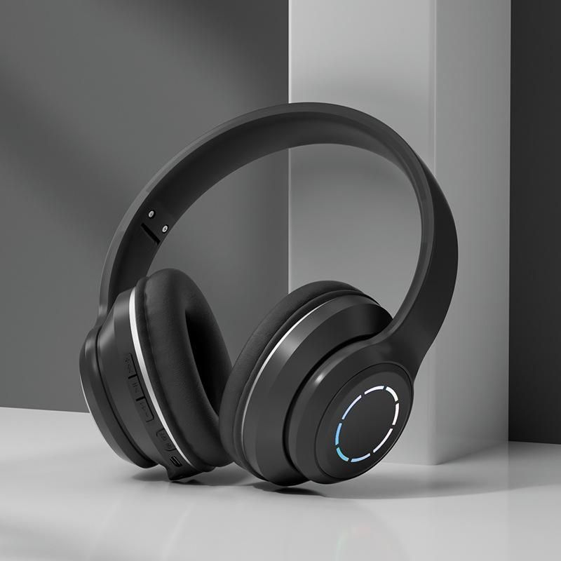 Wireless Bluetooth Headset Gradient Color Lighting Gaming Headphones Black