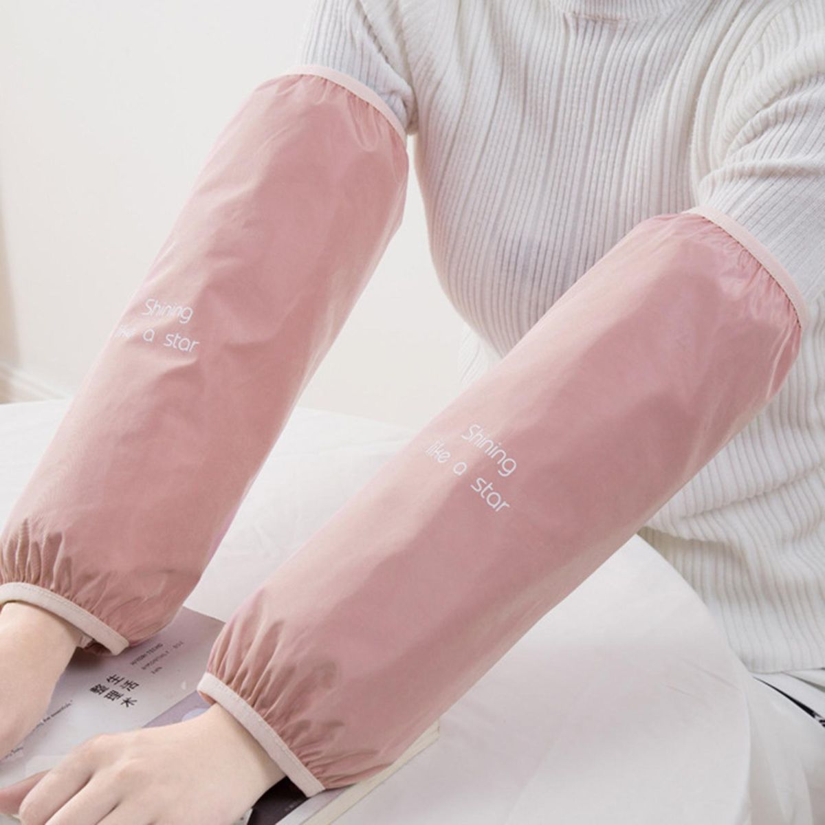 1 Pair Arm Covers Kitchen Cooking Fawn Arm Sleeves Pink
