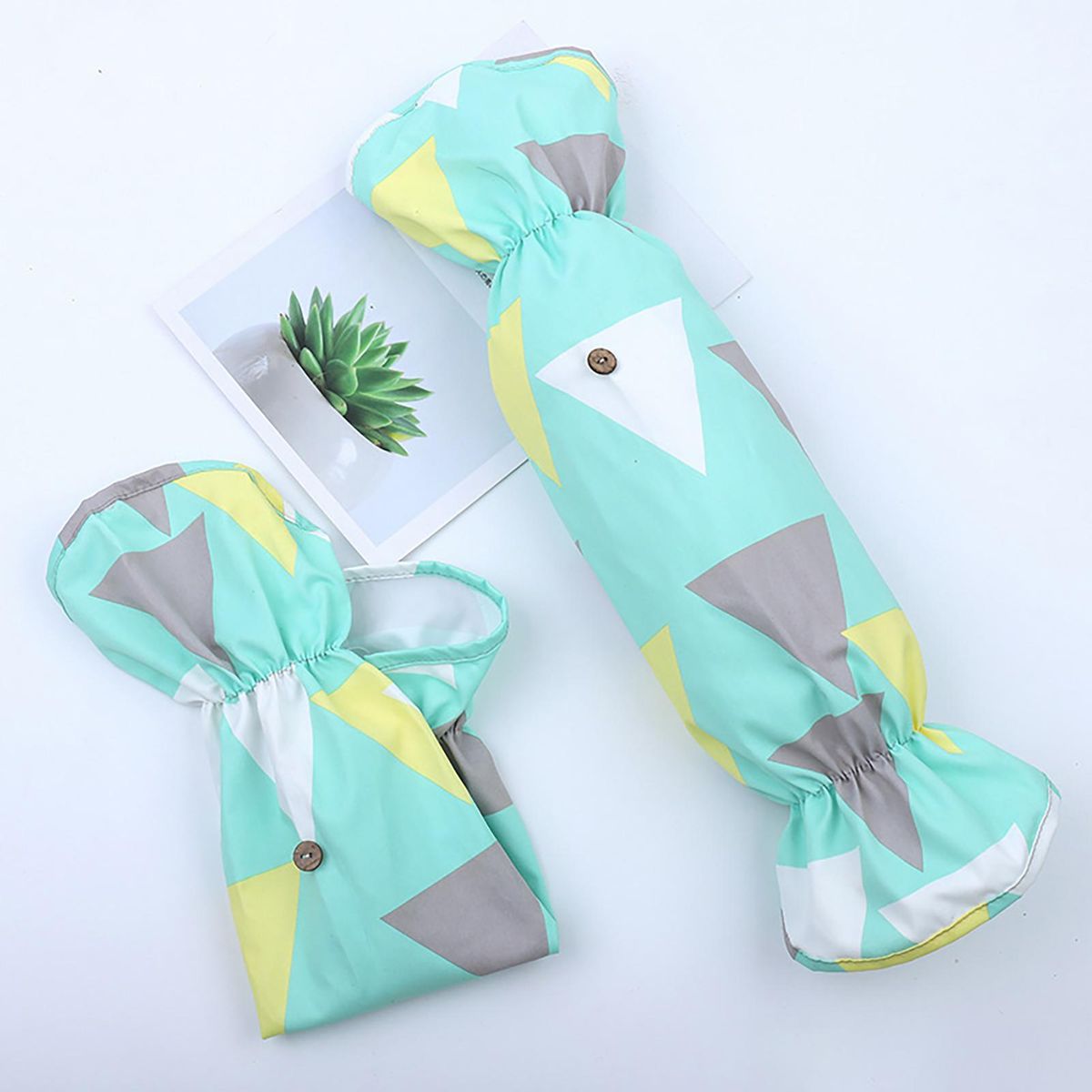 1 Pair Arm Covers Kitchen Triangle Pattern Arm Sleeves Covers Blue