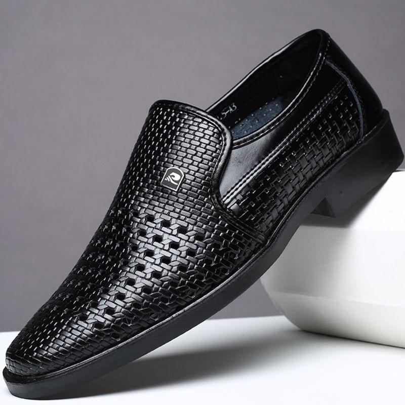 Men's New Fashion Breathable Leather Shoes -black
