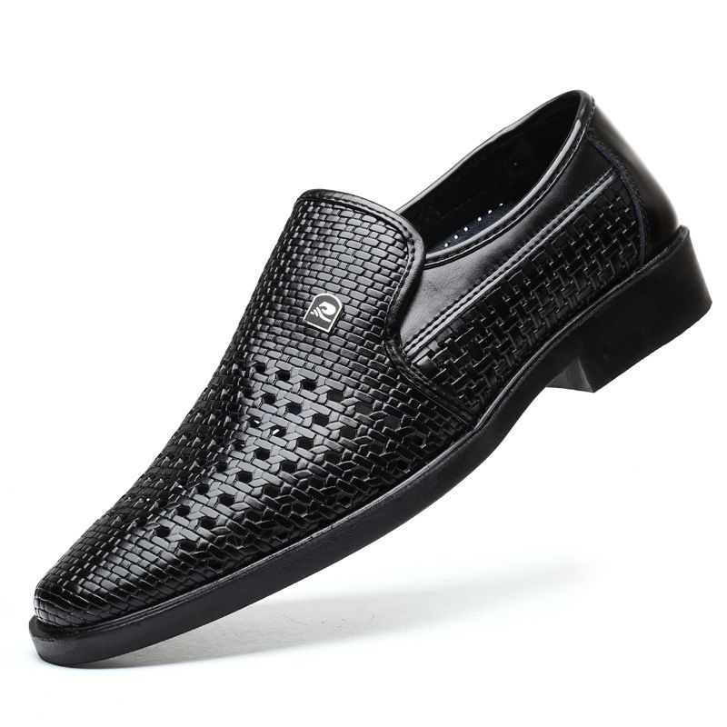 Men's New Fashion Breathable Leather Shoes -black