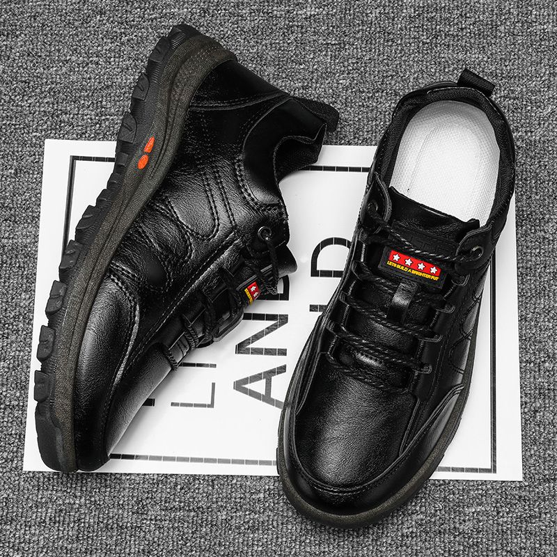 Men's Leather Formal Leather Casual Shoes Large Size-Black