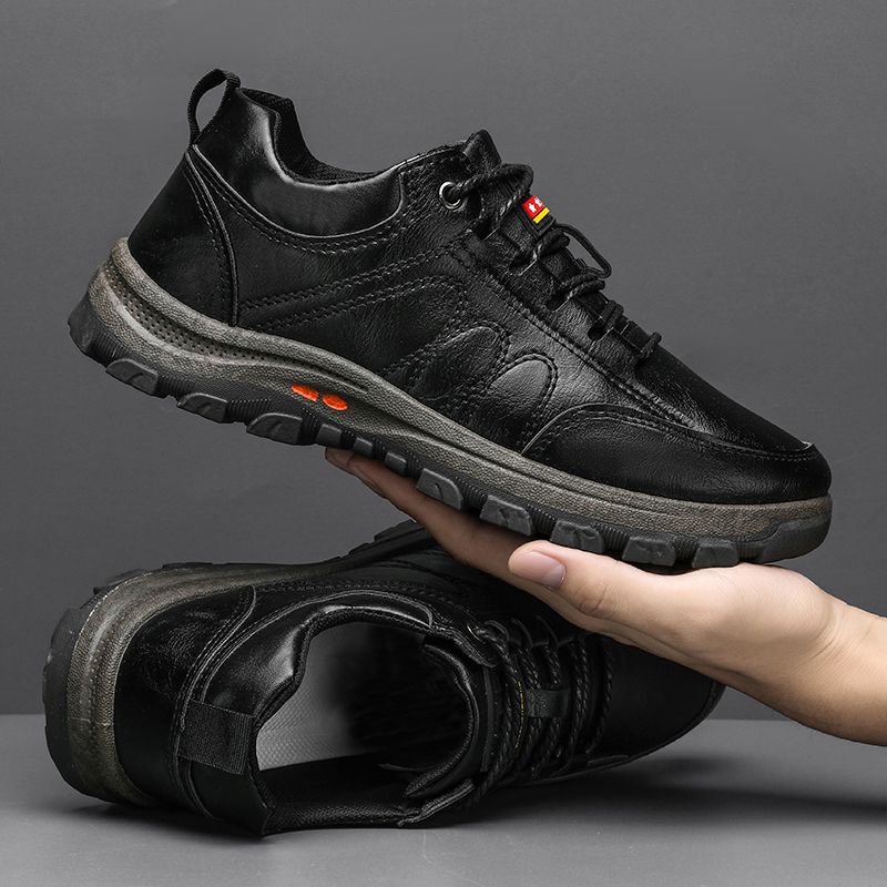 Men's Leather Formal Leather Casual Shoes Large Size-Black
