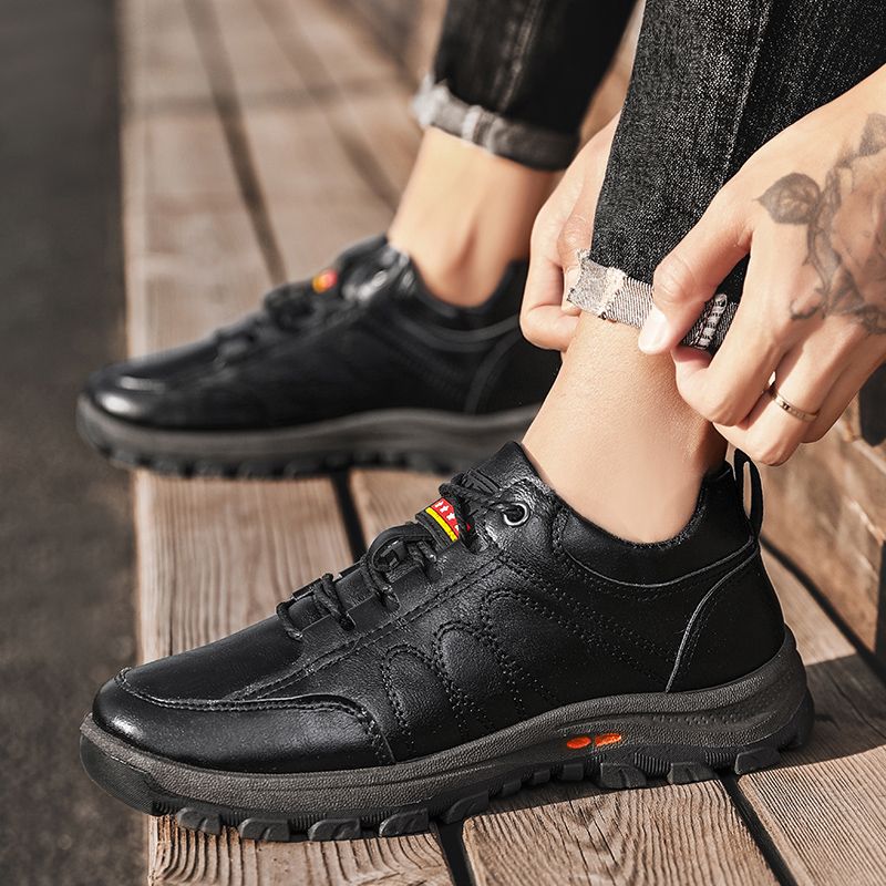 Men's Leather Formal Leather Casual Shoes Large Size-Black