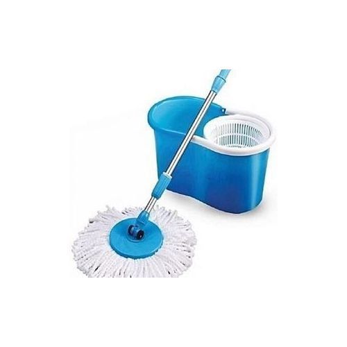 Extendable Spin Mopping Stick And Bucket Blue