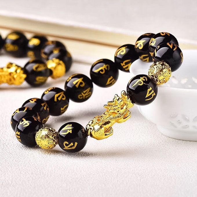 2 IN 1 Feng Shui Black Obsidian Wealth Bracelet