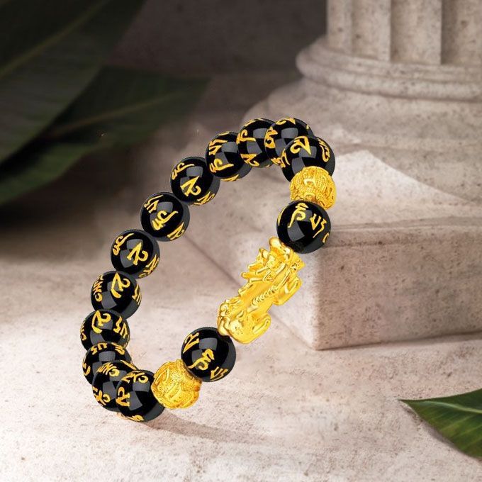 2 IN 1 Feng Shui Black Obsidian Wealth Bracelet