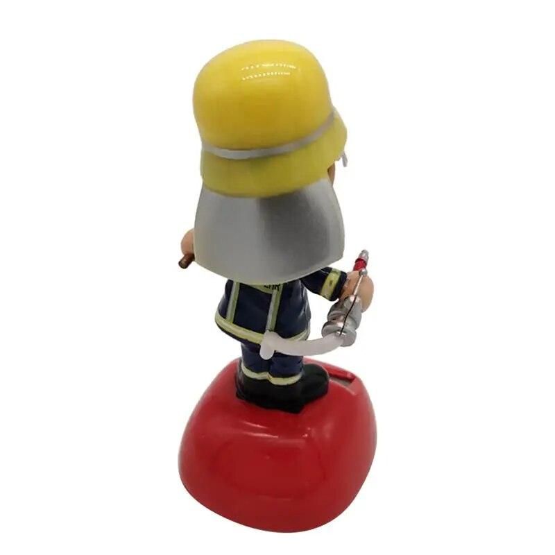 Solar Powered Fireman Shaking Doll Bobble Toy Gift Christmas Children's Gifts Shaking Head Figurine Home Car Interior Decoration