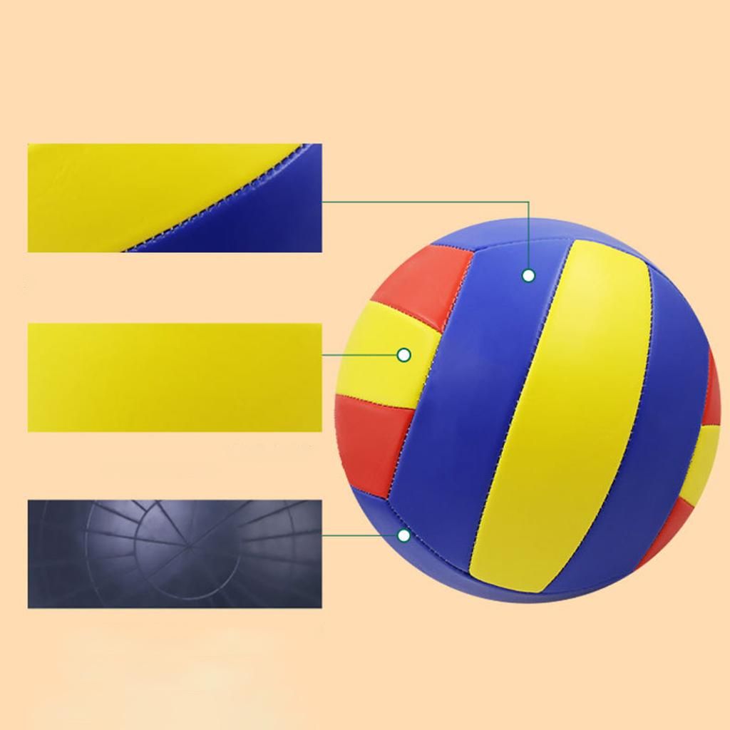Indoor Outdoor Game Leather No. 5 Volley Ball Blue Yellow Red
