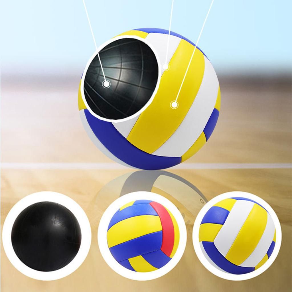 Indoor Outdoor Game Leather No. 5 Volley Ball Blue Yellow Red