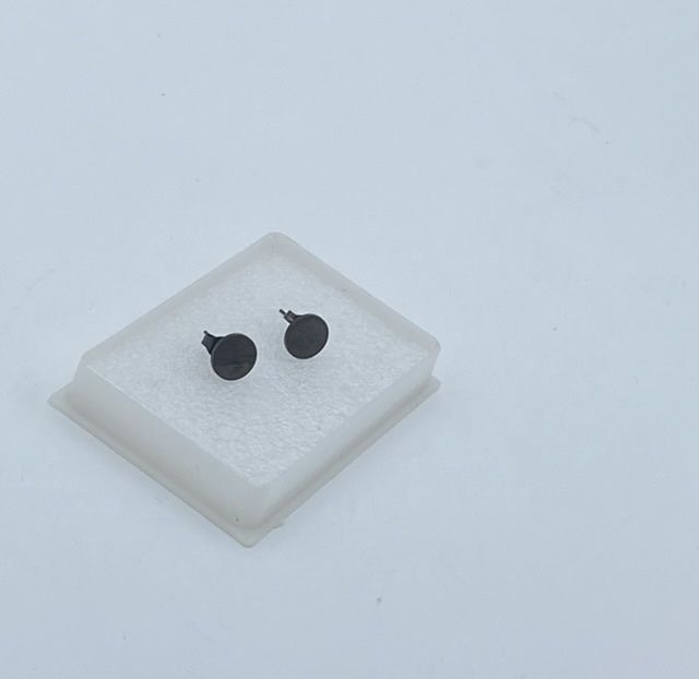 Black Hoop Round Flat Punk Earrings