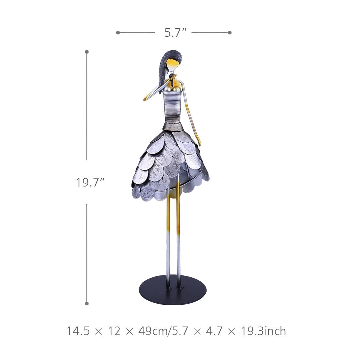 Tooarts Singing Girl Handmade Metal Sculpture Handicraft Home Decor Creative Ornament Music Instrument Gift