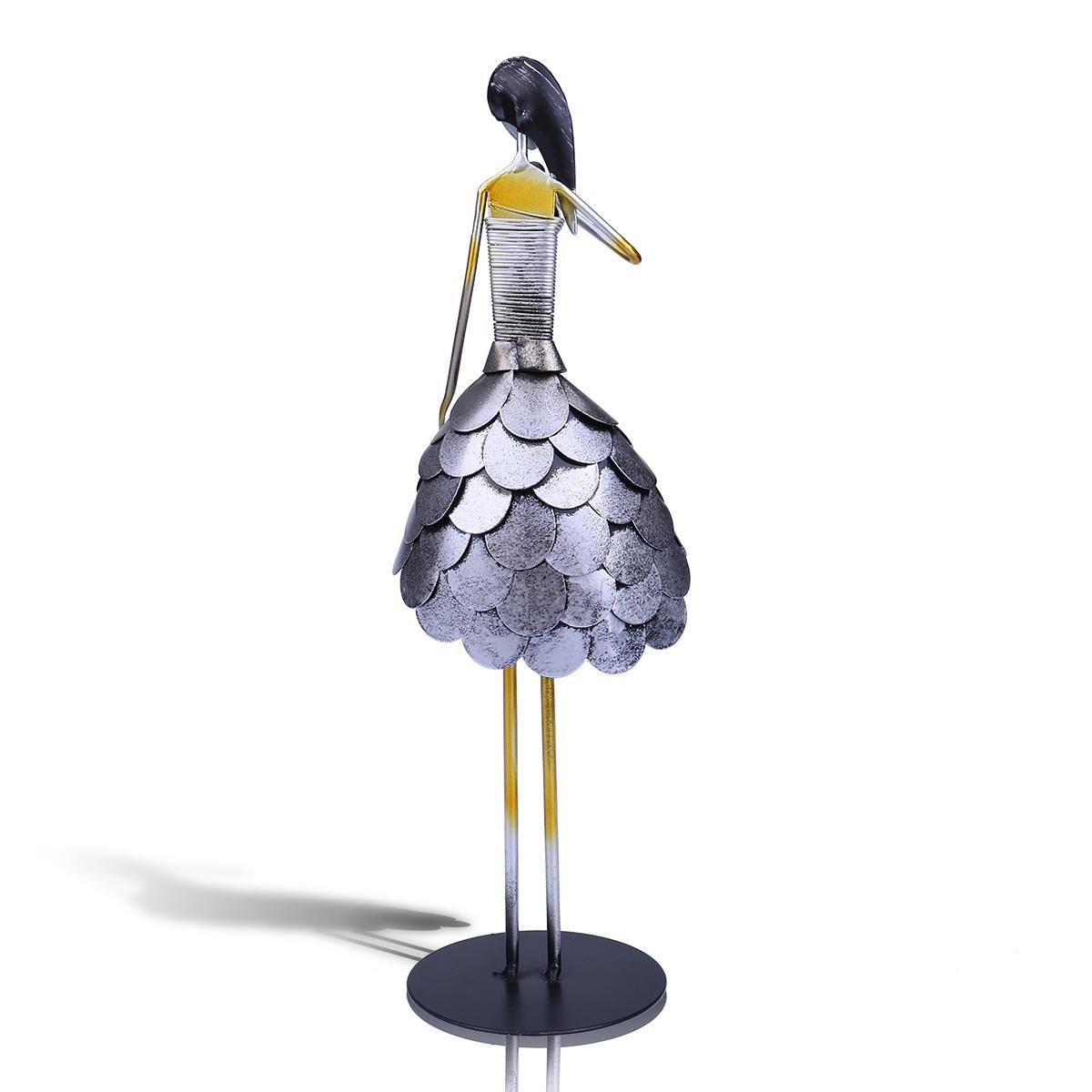 Tooarts Singing Girl Handmade Metal Sculpture Handicraft Home Decor Creative Ornament Music Instrument Gift