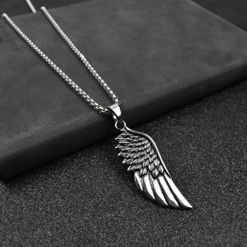 Hip-hop Titanium  Angel Wing Pendant Necklace