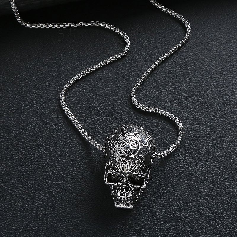 Hip-hop Titanium Skull Pendant Necklace
