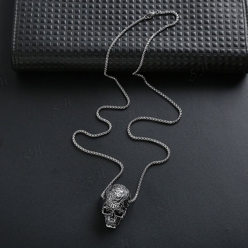 Hip-hop Titanium Skull Pendant Necklace