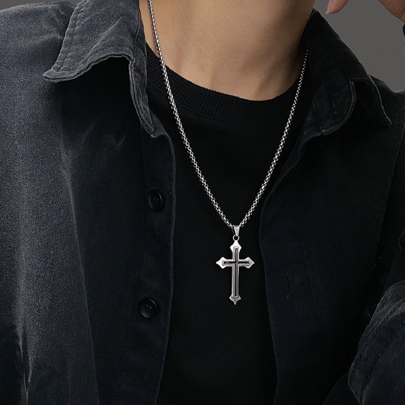 Cross Lucky Pendant Titanium Steel Necklace