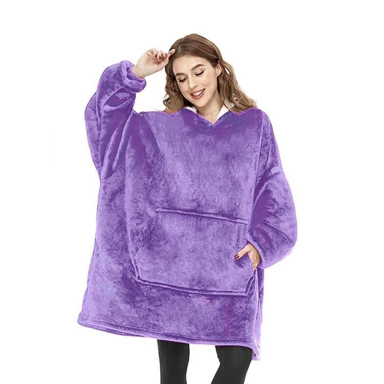 TVhugglehoodie pullover fleece jacket hooded outdoor cold-proof and warm lazy TV blanket nightgown