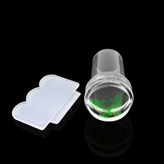 2Pcs Clear Stamper Scraper Mini DIY Nail Art Image-Clear