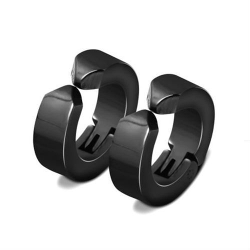 Clip On Men's Earring- Black