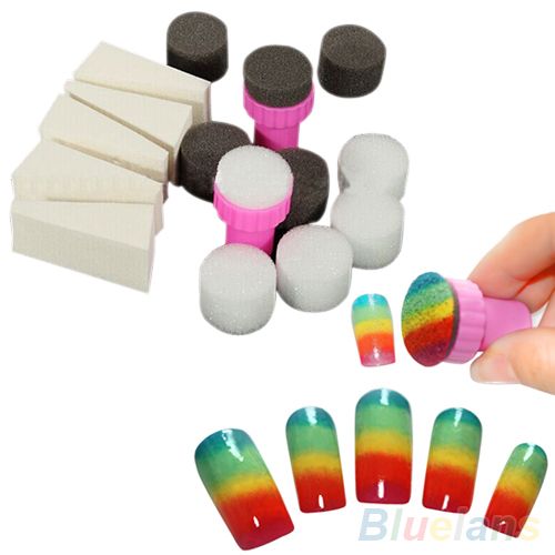 1 Set Nail Art Kits Sponge Stamper Shade Transfer Template-