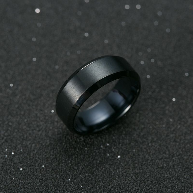 2 PCS Ring Men Titanium Black, Ring Size:6(Black)