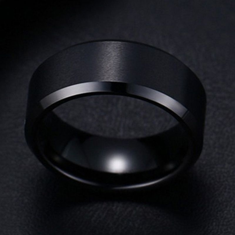2 PCS Ring Men Titanium Black, Ring Size:6(Black)