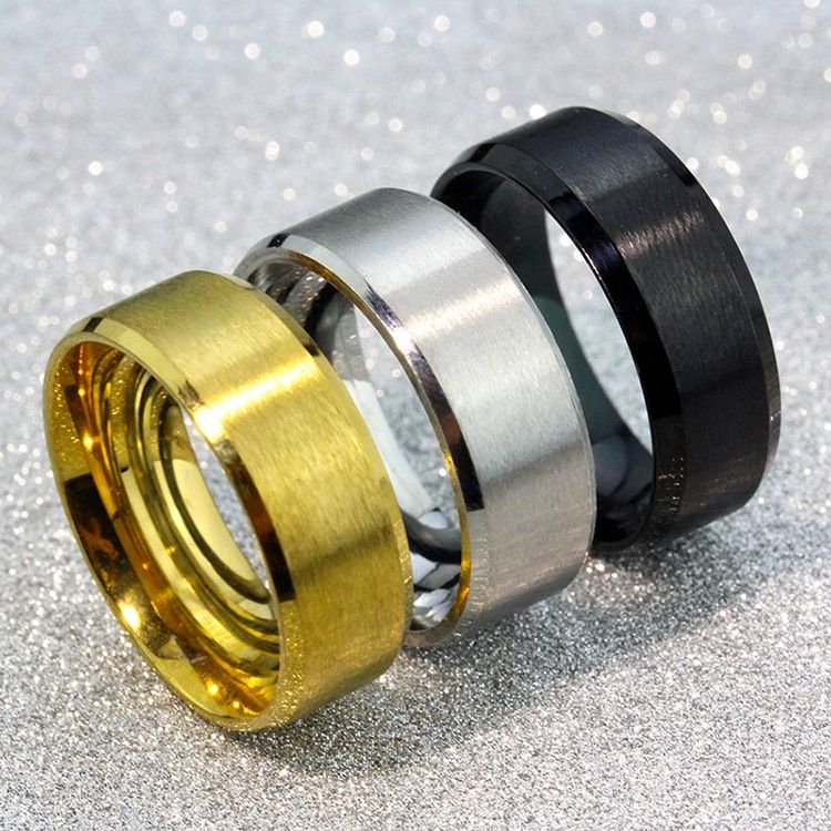 2 PCS Ring Men Titanium Black, Ring Size:6(Black)