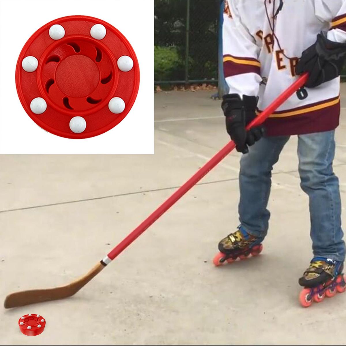 Roller Hockey Puck Official Wheel Pucks Training Practicing Red