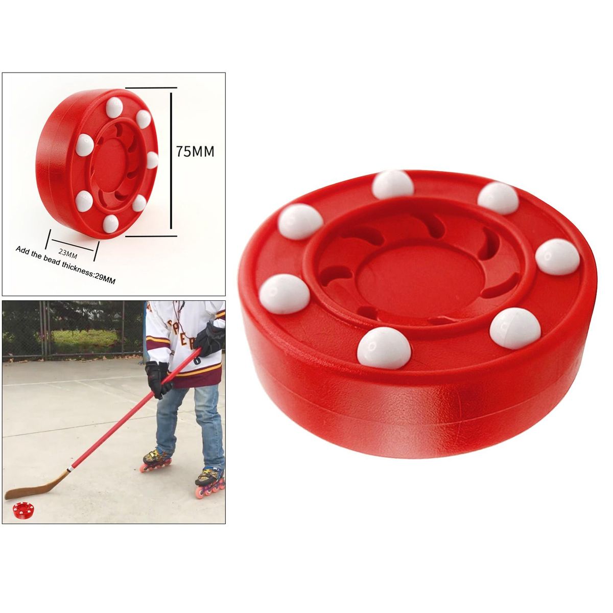 Roller Hockey Puck Official Wheel Pucks Training Practicing Red
