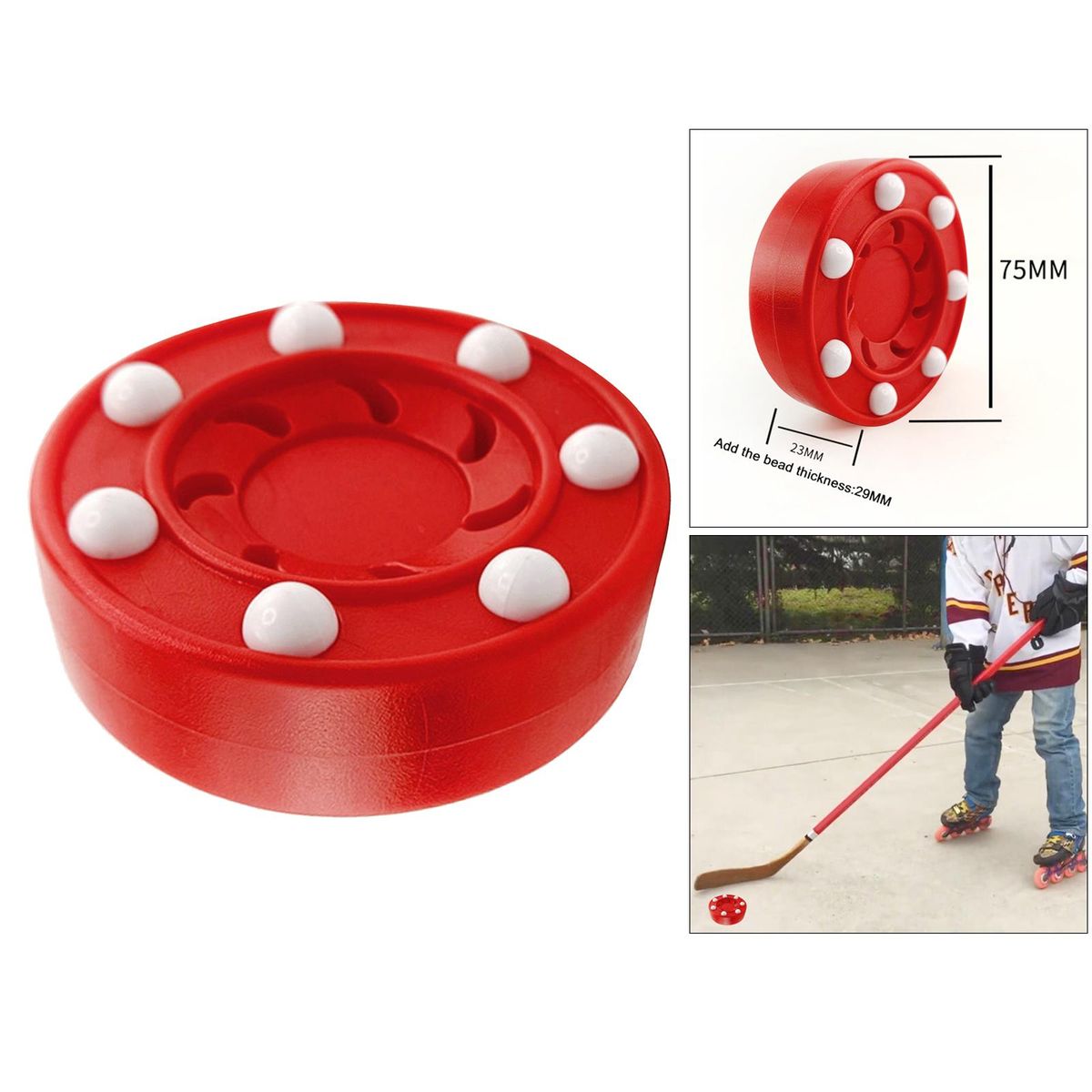 Roller Hockey Puck Official Wheel Pucks Training Practicing Red