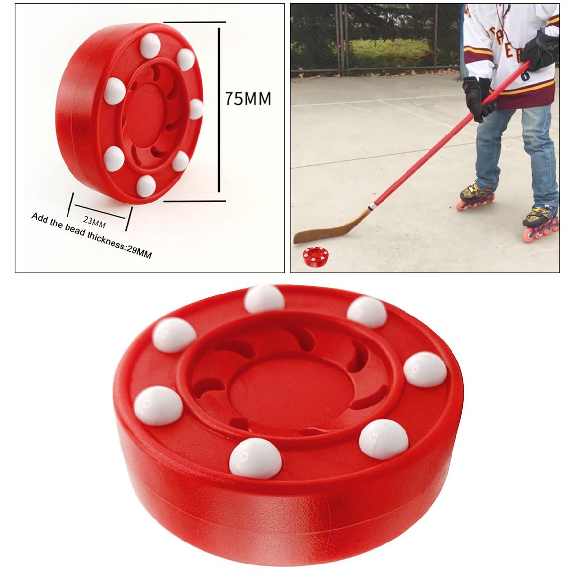 Roller Hockey Puck Official Wheel Pucks Training Practicing Red