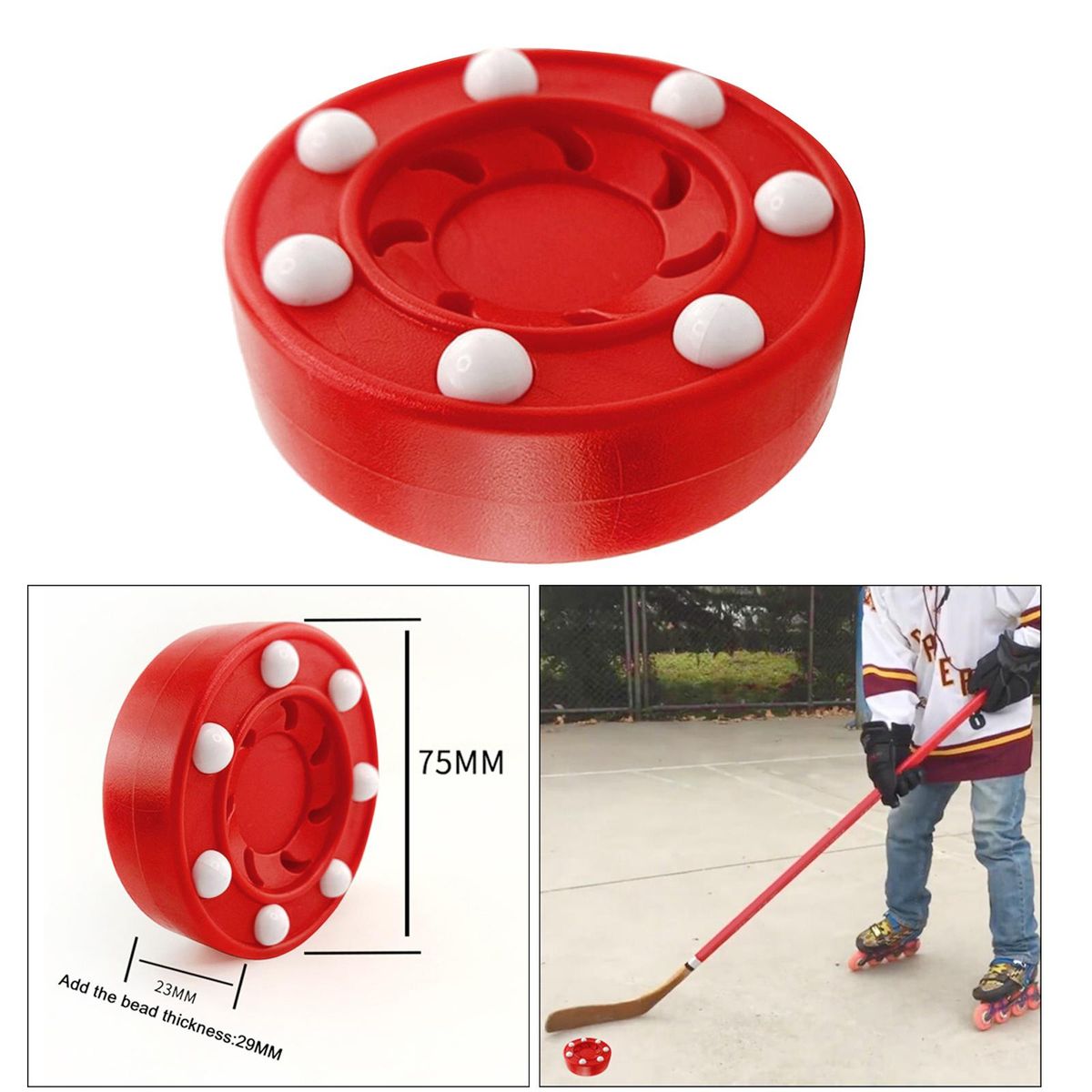 Roller Hockey Puck Official Wheel Pucks Training Practicing Red