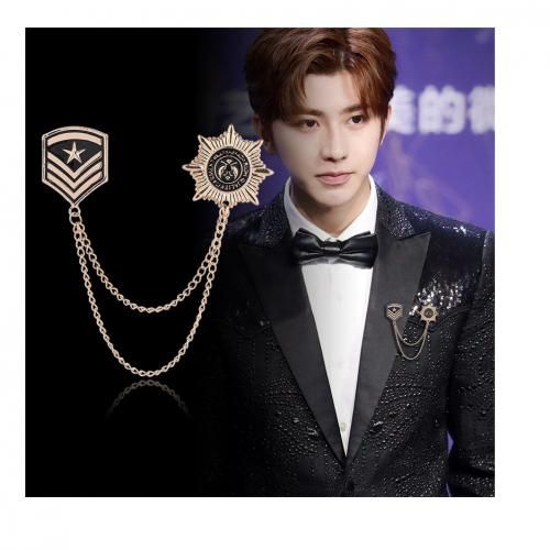 Men Gold Badge Brooch