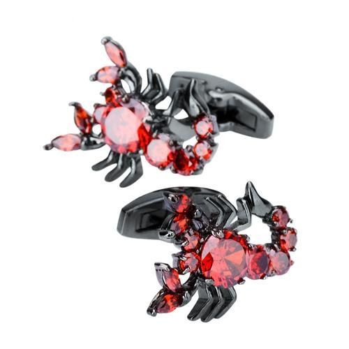 High Quality Red Zircons Scorpion Cufflink Mens Shirt Metal Animal Cufflinks For Man Business Wedding Gift Jewelry