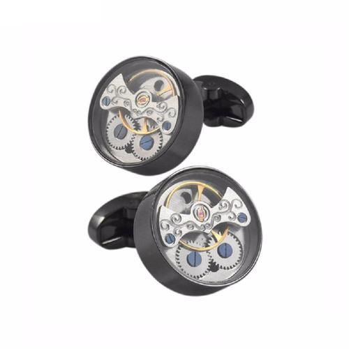 Functional Tourbillon Watch Cufflinks For Mens French Shirt Brand Cuff Bottons High Quality Round Cufflink  Men Jewelry