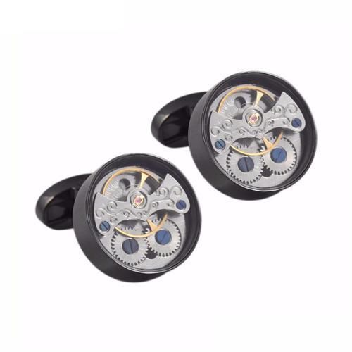 Functional Tourbillon Watch Cufflinks For Mens French Shirt Brand Cuff Bottons High Quality Round Cufflink  Men Jewelry