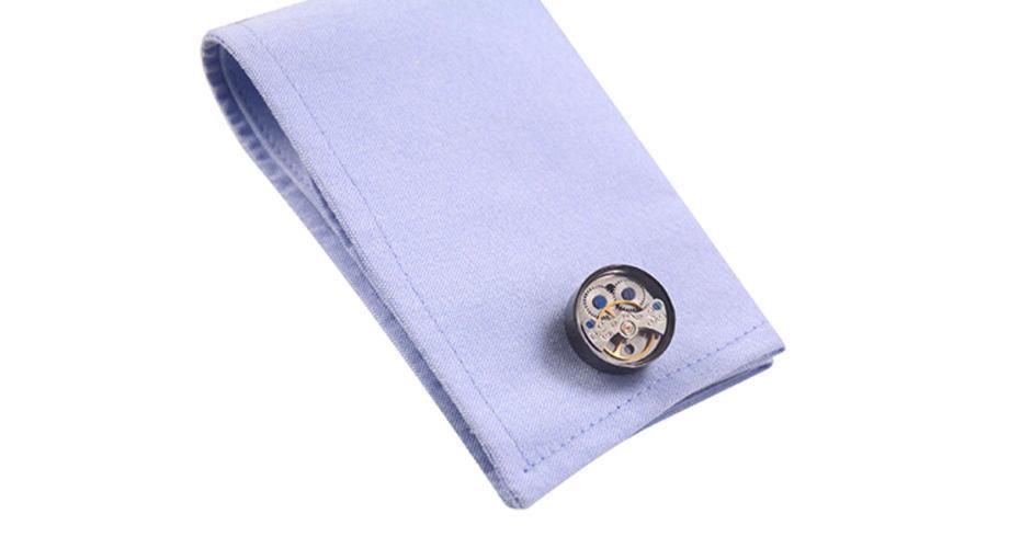 Functional Tourbillon Watch Cufflinks For Mens French Shirt Brand Cuff Bottons High Quality Round Cufflink  Men Jewelry