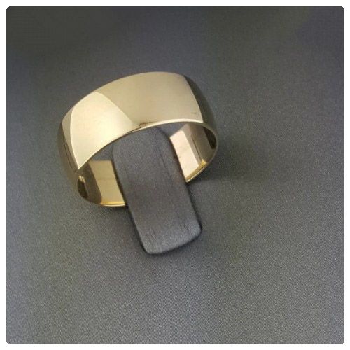 2pc. Couple's 8mm Width Stainless Steel Gold Tone Wedding Ring Band