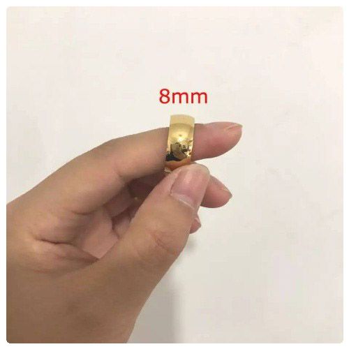 2pc. Couple's 8mm Width Stainless Steel Gold Tone Wedding Ring Band