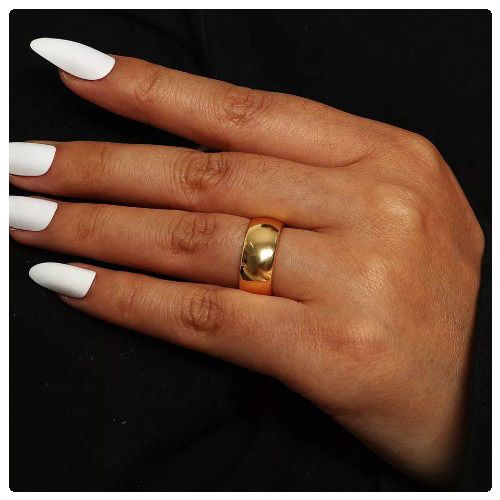 2pc. Couple's 8mm Width Stainless Steel Gold Tone Wedding Ring Band