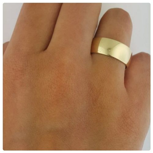 2pc. Couple's 8mm Width Stainless Steel Gold Tone Wedding Ring Band