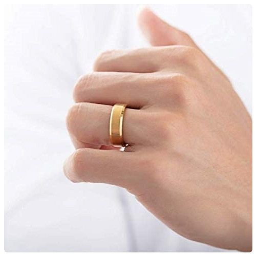 8mm Gold Tone Stainless Steel Matte Brush Wedding Band