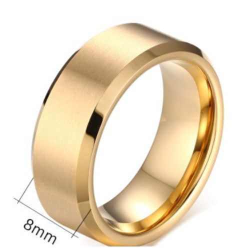 8mm Gold Tone Stainless Steel Matte Brush Wedding Band