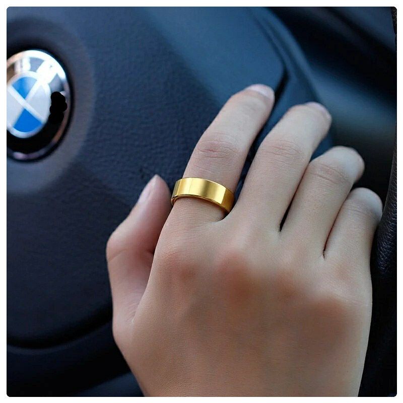 8mm Gold Tone Stainless Steel Matte Brush Wedding Band