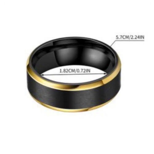 Minimalist Black Gold Ring Stainless Steel Anniversary Wedding Band