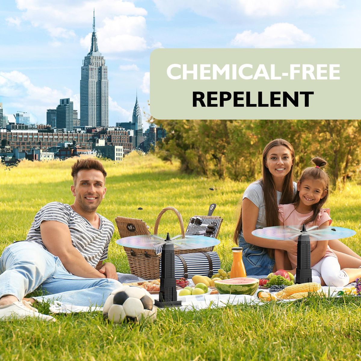 3 Pack Fly Fans For Outdoor Tables Fly Away Bug Repellent Fan Table Top Bug Repellent Fan with Holographic Blades for Outside or Inside Table use Restaurant Party Barbeque