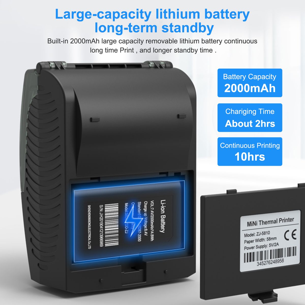 58mm Portable Mini Thermal Receipt Printer USB & BT