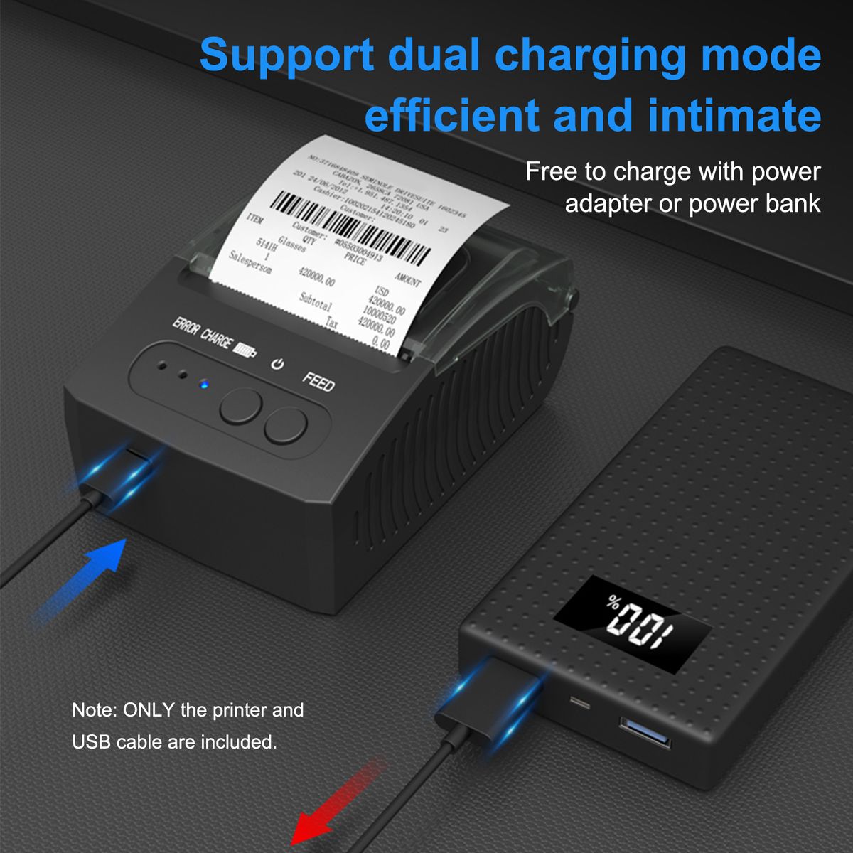 58mm Portable Mini Thermal Receipt Printer USB & BT