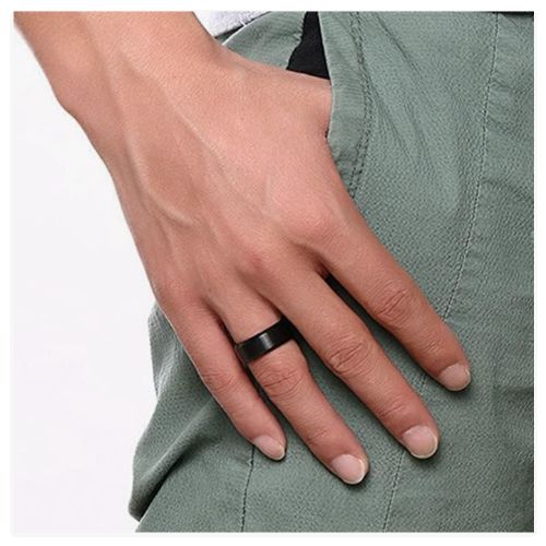 Men Black Matte Finish Stainless Steel 8mm Wedding Band